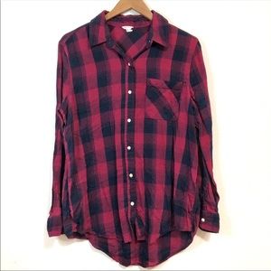 Aeropostale Black and Red Plaid Flannel